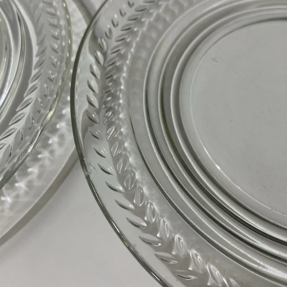 6 Vintage Clear Glass Bread & Butter Dessert Appetizer Small Plates for Dining